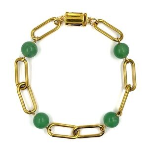 Elegant Green and Gold Beaded Bracelet